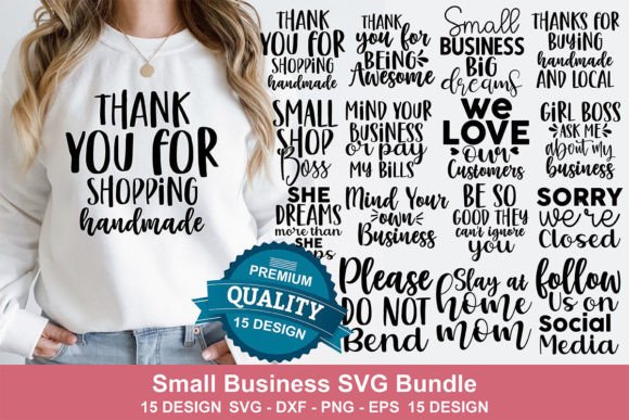 15 Small Business SVG Bundle: Graphics for T-Shirt Designs & Content Publishing