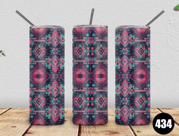 20oz Aztec Pink Blue Western Graphics & Tumbler Wraps