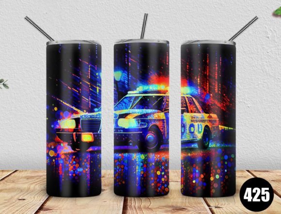 20oz Skinny Tumbler Police Car Graphics & Tumbler Wraps