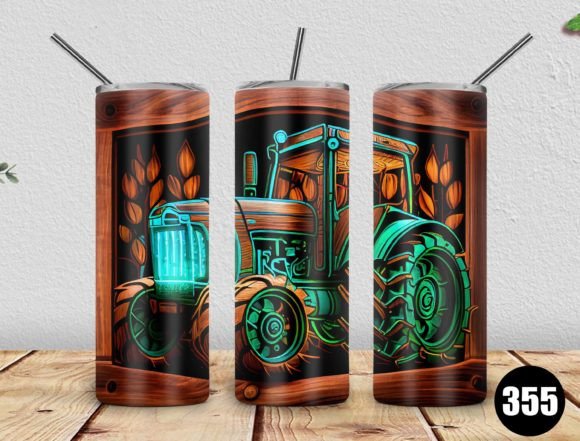 20oz Tractor Tumbler Design PNG: Graphics for Tumbler Wraps