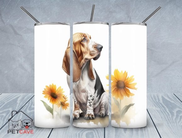 Basset Hound Watercolor Tumbler Graphics for Crafts