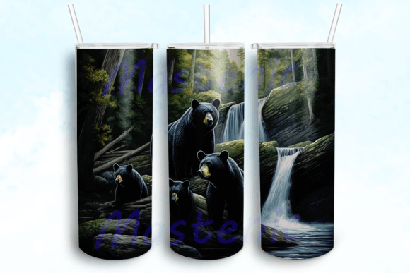 Black Bears 20oz Skinny Tumbler Graphics for Crafts