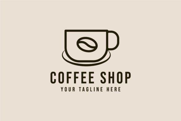 Coffee Shop with Line Art Style Logo: Graphics & Logos