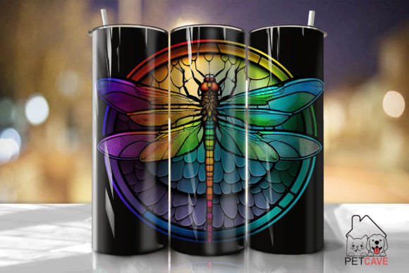 Dragonfly Stained Glass Graphics for Crafts