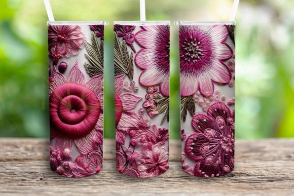 Embroidered Floral 20oz Skinny Tumbler