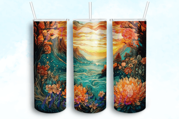 Embroidered River Design Tumbler: Graphics for Crafts Brands