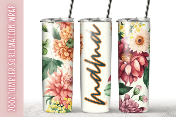 Floral Mama 20oz Tumbler Wrap: Graphics & Print Templates
