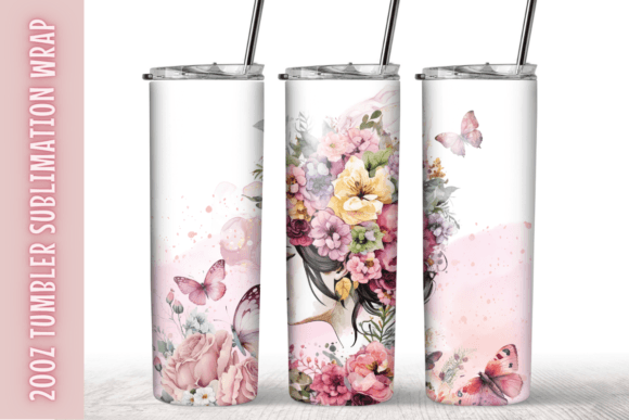 Flowers Watercolor Women Tumbler Wrap: Graphics & Print Templates