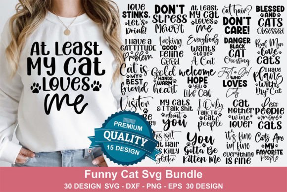 Funny Cat SVG Bundle: Graphics for T-Shirt Designs