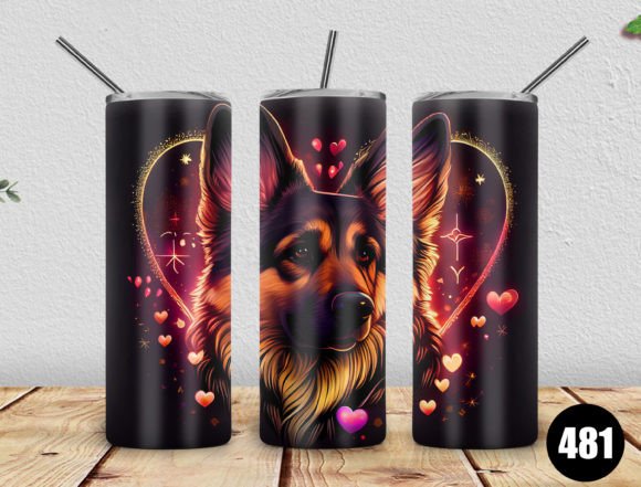 German Shepherd 20oz Skinny Graphics for Tumbler Wraps
