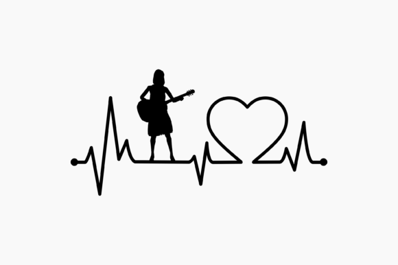 Guitar Girl Heartbeat: Graphics for Crafts & Creative Brands