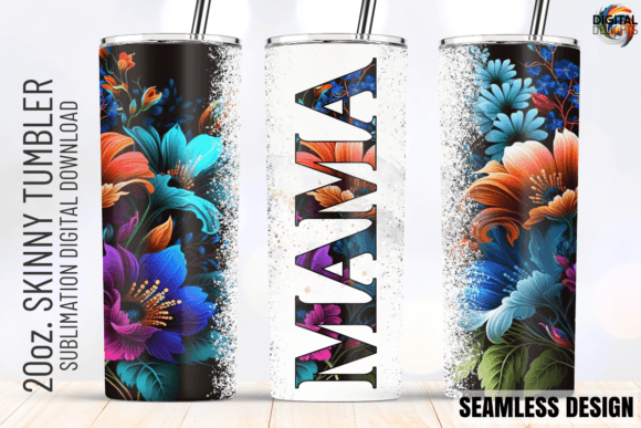 MAMA Vibrant Summer Flowers Tumbler Wrap: Graphics for Crafts & Branding