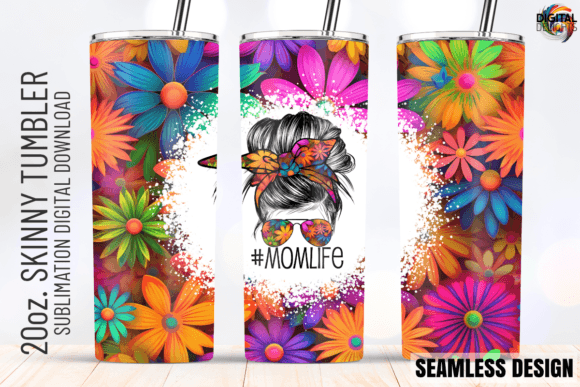 MOM Groovy Daisies Flower 20oz Wrap: Graphics & Crafts Asset