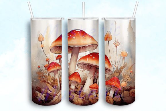 Mushrooms 20oz Skinny Tumbler Wrap: Graphics for Crafts & Branding