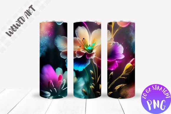 Neon Flower 20 Oz Skinny Tumbler Wrap