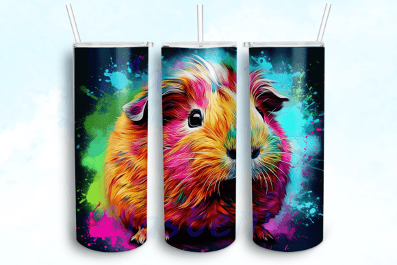 Neon Guinea Pig Sublimation Design PNG: Graphics for Crafts & Brand Play