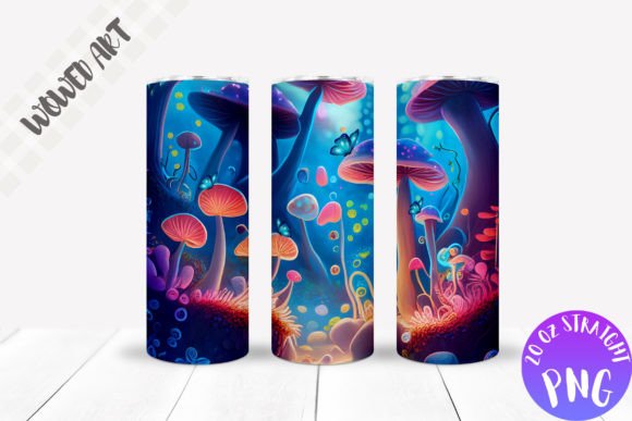 Neon Mushroom 20 Oz Skinny Tumbler Wrap: Graphics for Crafts