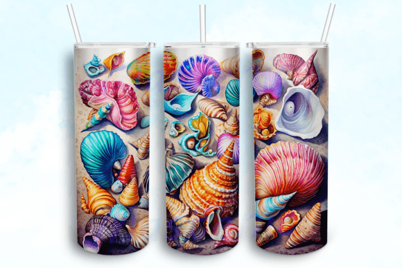 Neon Seashells 20oz Skinny Tumbler Graphics for Crafts