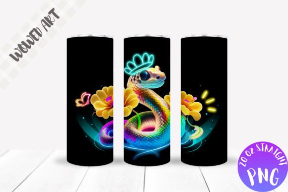 Neon Snake Tumbler Wrap: Graphics for Crafts Projects
