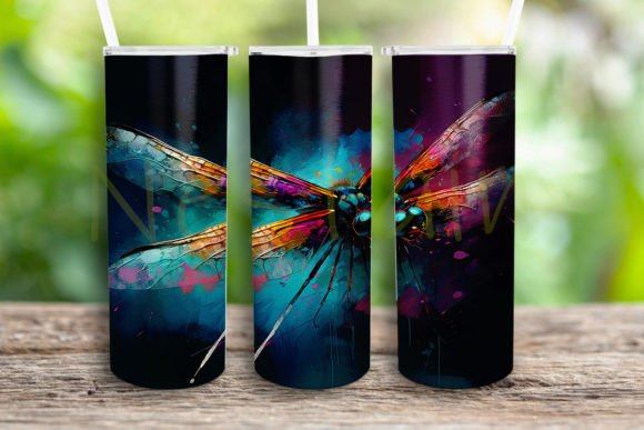 Painting Dragonfly Colorful Tumbler Graphics for Crafts