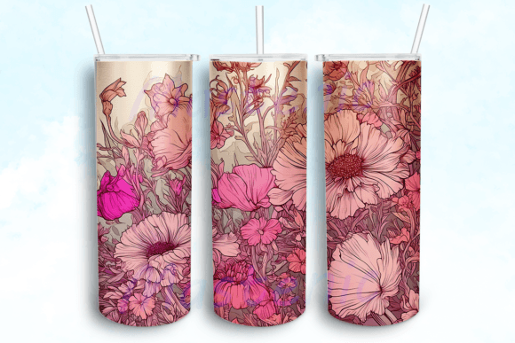 Pink Flowers 20oz Tumbler Wrap: Graphics for Crafts & Local Branding