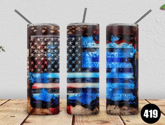 Police American Flag 20oz Graphics & Tumbler Wraps
