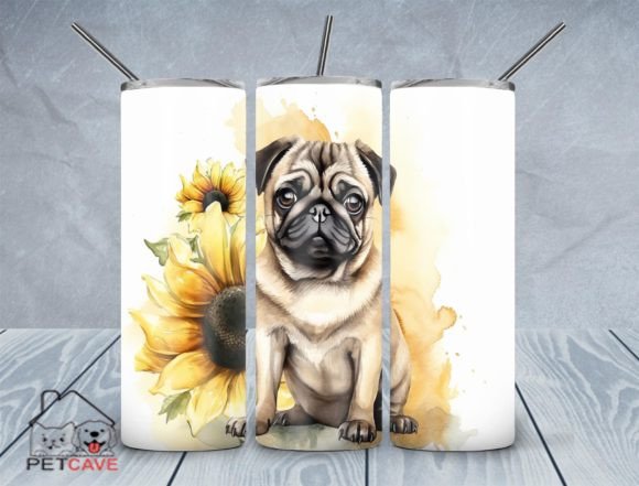 Pug Watercolor Tumbler 20 Oz