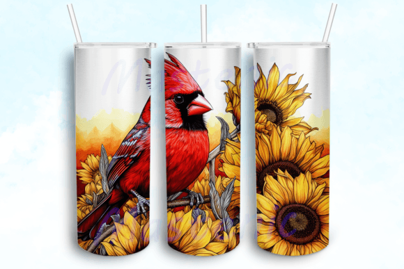 Red Cardinal Birds Tumbler Design: Graphics for Crafts & Content