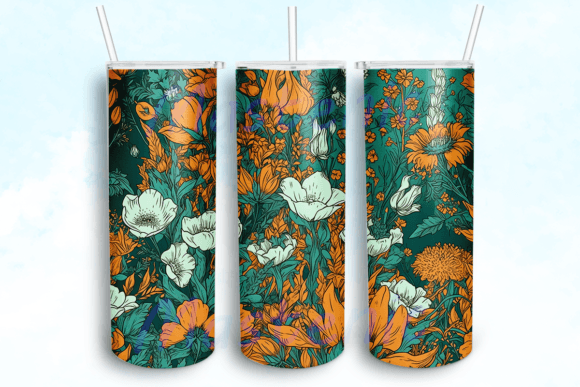 Retro Colors Flowers Tumbler Wrap: Graphics for Crafts-Driven Branding