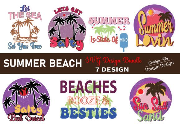 Retro Summer Beach Quotes SVG Bundle: Graphics for T-Shirt Designs