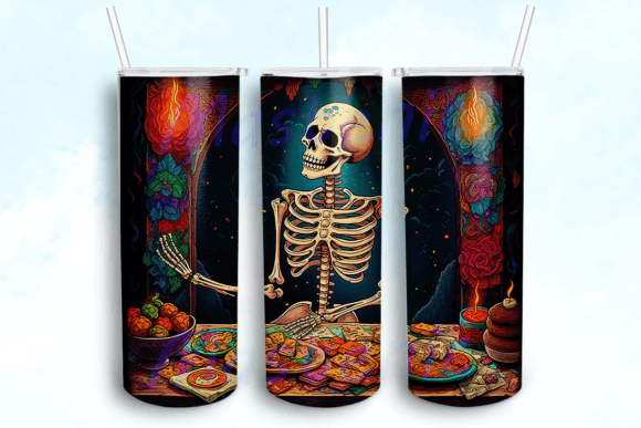 Skull with Food 20oz Skinny Wrap Graphics for Crafts