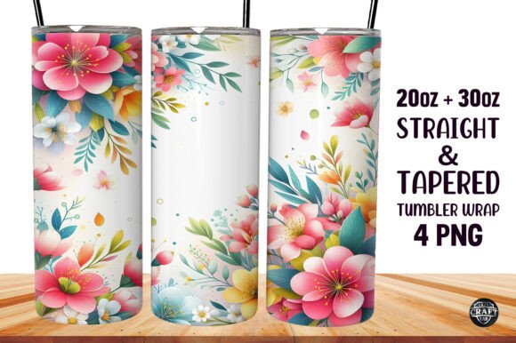 Spring Skinny Tumbler Wrap Sublimation Graphics