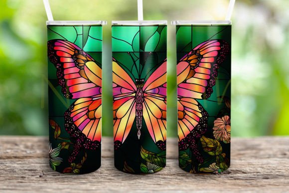 Stained Glass Butterfly Digital Design for Crafts & Graphics