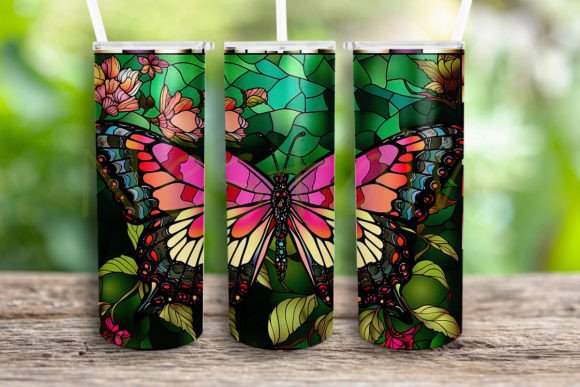 Stained Glass Butterfly Tumbler Wrap: Graphics & Crafts Asset Review
