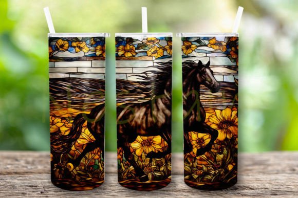 Stained Glass Horse Tumbler Template: Graphics for Crafts
