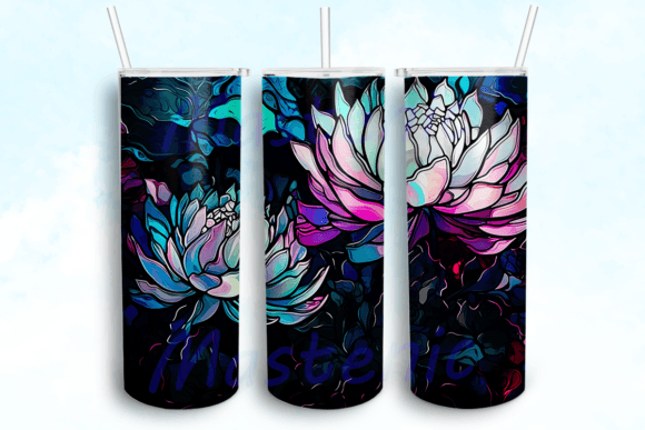 Stained Glass Neon Succulents Graphics for Crafts
