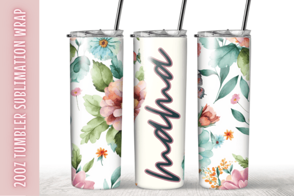 Watercolor Flower Mom Tumbler Wrap: Graphics & Print Templates
