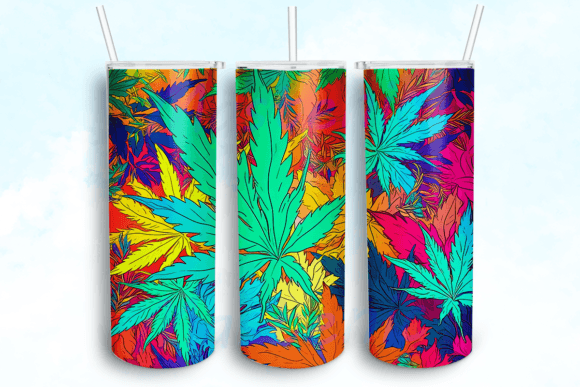 Weed Leaves Colorful Tumbler Wrap: Graphics for Crafts